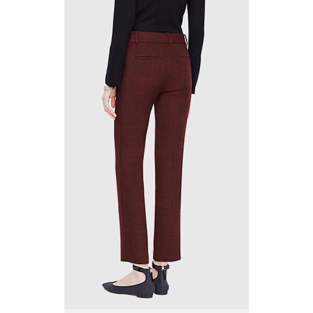 Ann Taylor Kate Fit Ankle Pant Crosshatch Burgundy Pockets Size 14